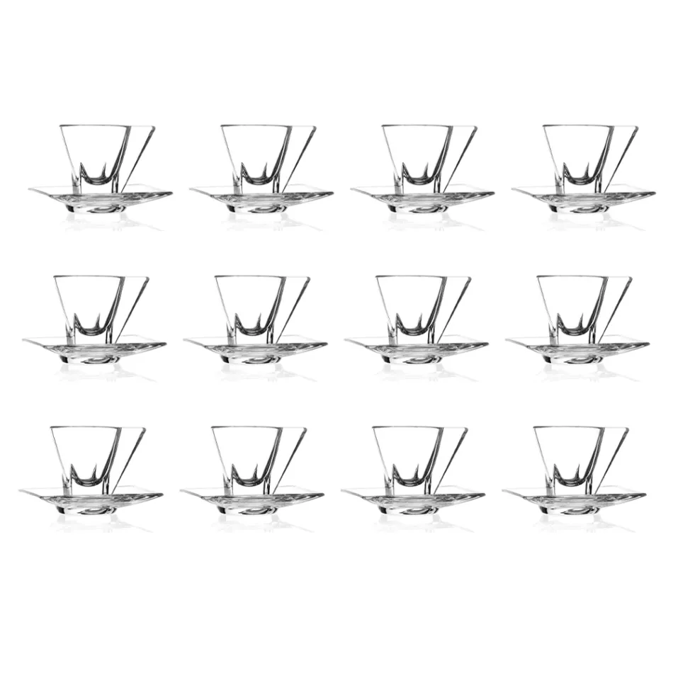 Servicio de taza de capuchino en italiano Eco Crystal 12 piezas - Amalgama viadurini