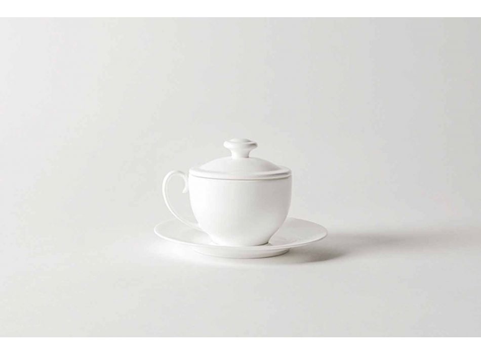 Juego de tazas de té de porcelana blanca 21 piezas con tapa - Samantha viadurini