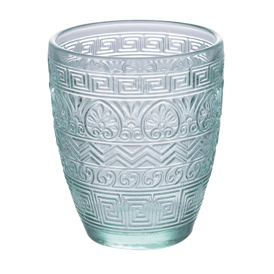 Juego de 12 vasos de agua de 300 ml en vidrio coloreado y relieve - Sirena viadurini