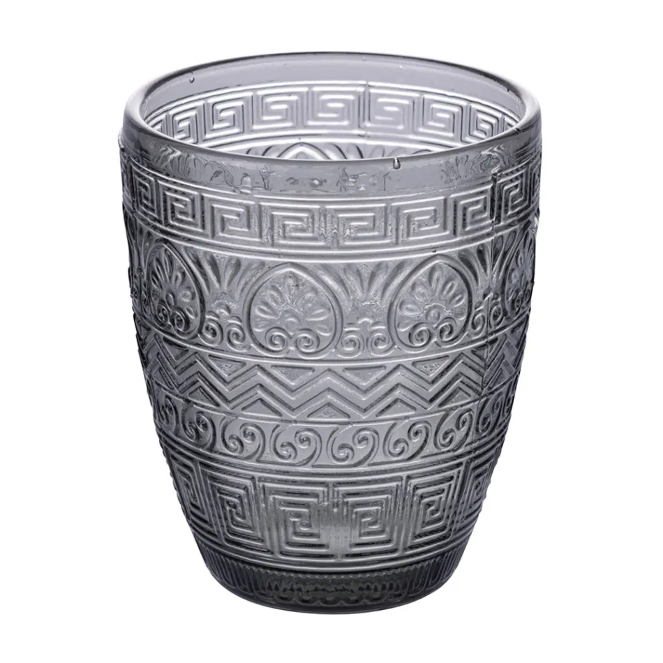 Juego de 12 vasos de agua de 300 ml en vidrio coloreado y relieve - Sirena viadurini