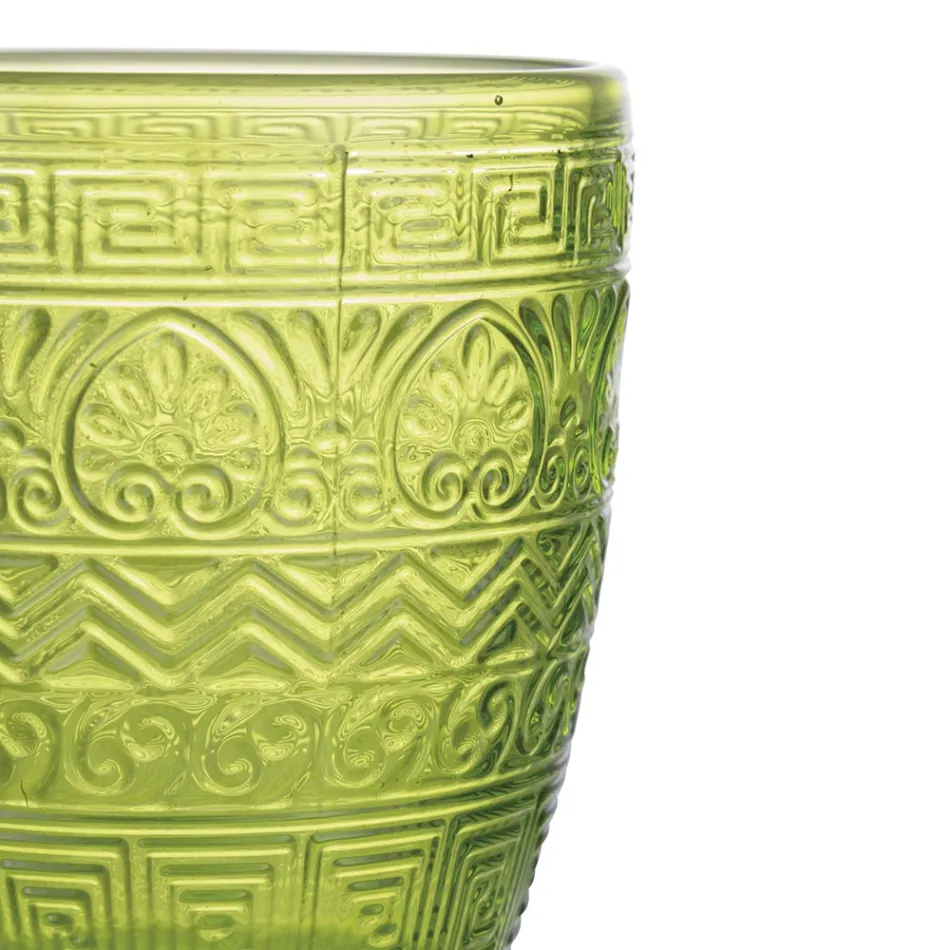 Juego de 12 vasos de agua de 300 ml en vidrio coloreado y relieve - Sirena viadurini