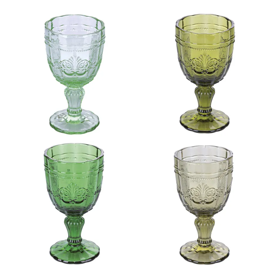Set de 12 Copas de Vidrio 265 ml con Decoración Arabesca - Árabe viadurini