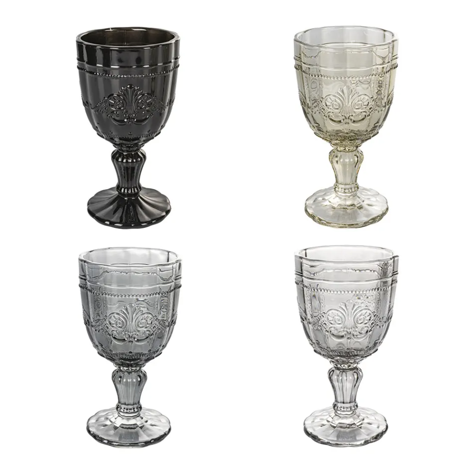 Set de 12 Copas de Vidrio 265 ml con Decoración Arabesca - Árabe viadurini