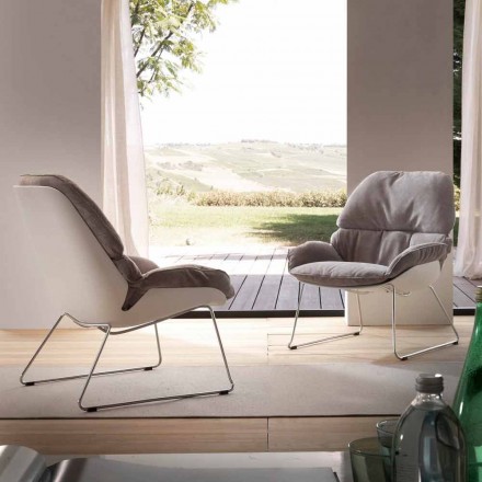 Conjunto 2 sillones de polipropileno blanco y suave almohada de abedul gris viadurini