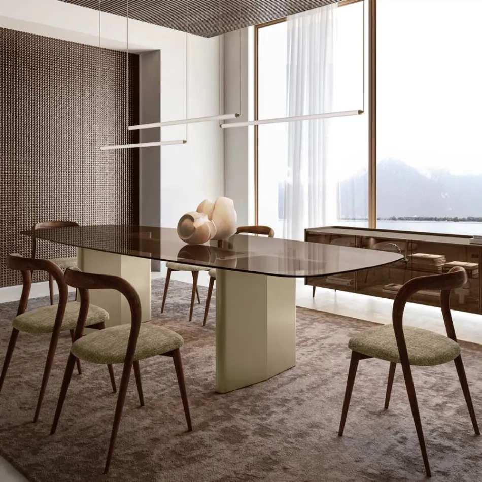 Juego de 4 elegantes sillas de comedor de madera maciza, fabricadas en Italia - Numa viadurini