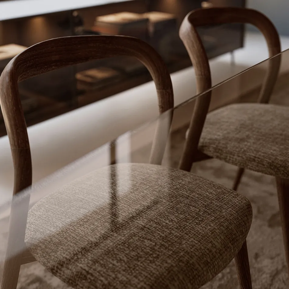 Juego de 4 elegantes sillas de comedor de madera maciza, fabricadas en Italia - Numa viadurini