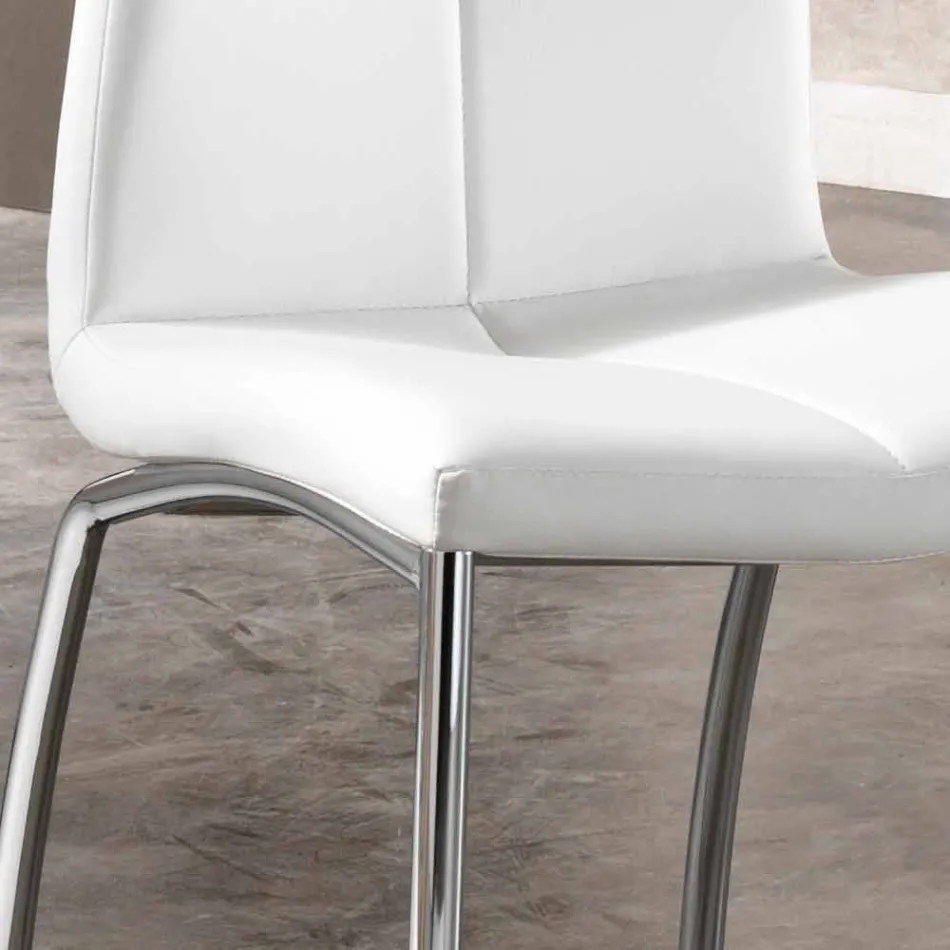 4 de septiembre sillas de diseño moderno de cuero de imitación y metal cromado Alba viadurini