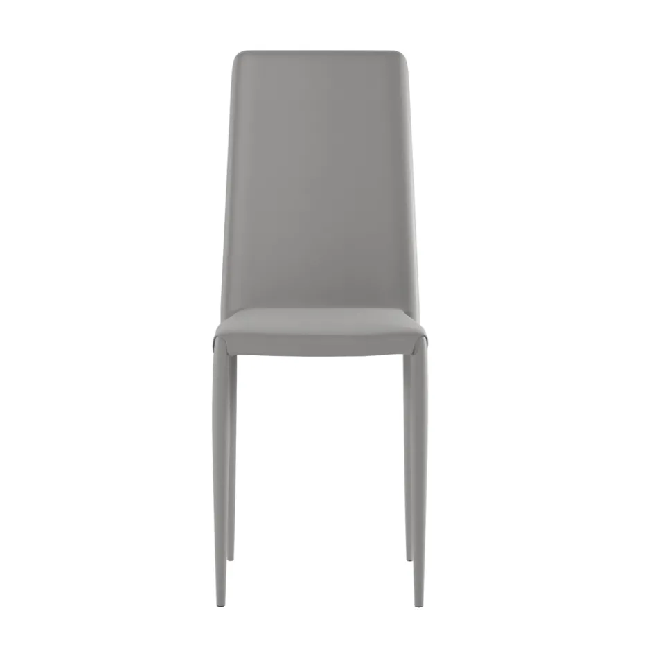 Juego de 4 sillas modernas en ecopiel blanca, gris o gris paloma - Dora viadurini