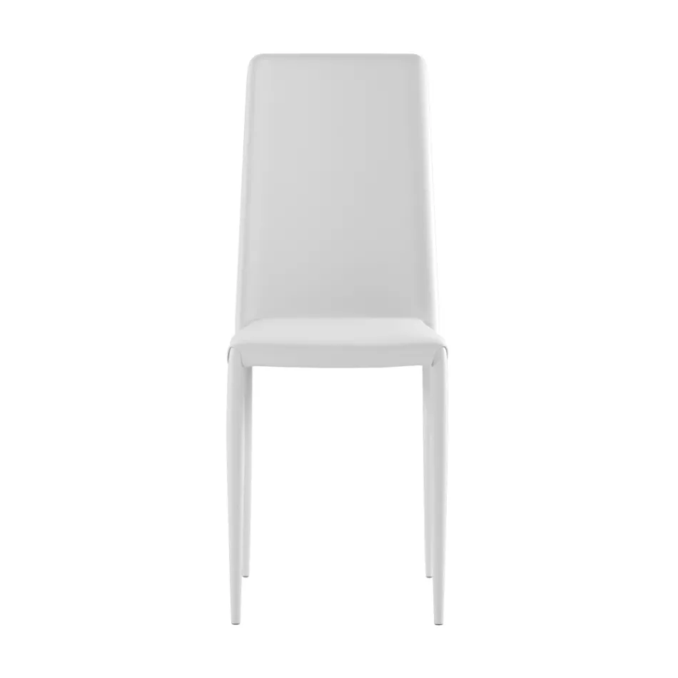 Juego de 4 sillas modernas en ecopiel blanca, gris o gris paloma - Dora viadurini
