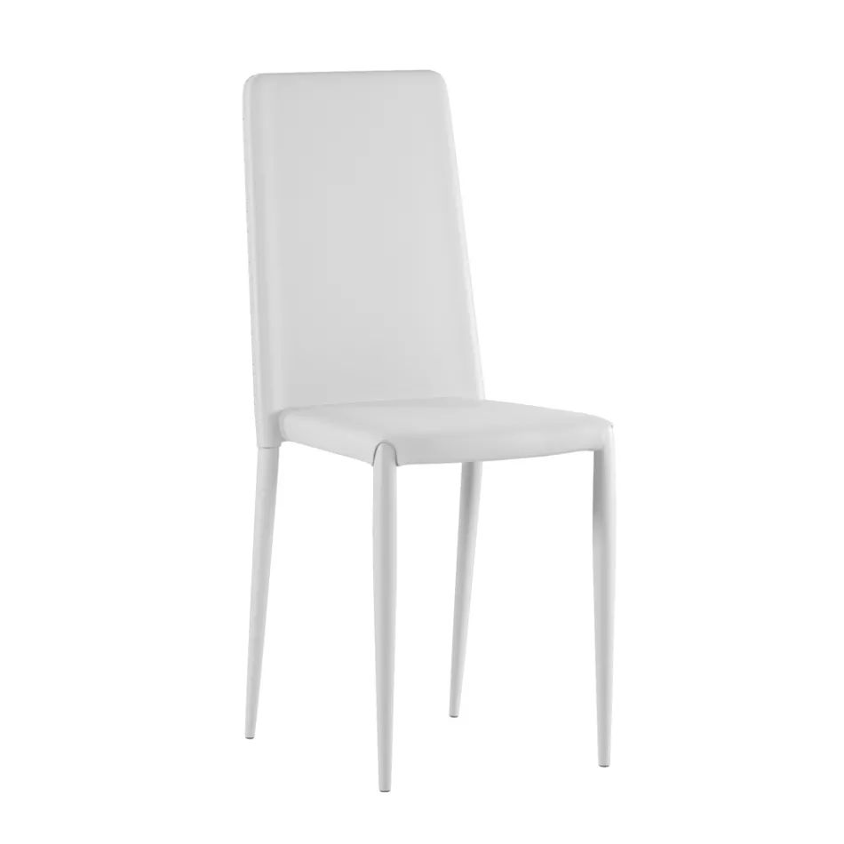 Juego de 4 sillas modernas en ecopiel blanca, gris o gris paloma - Dora viadurini