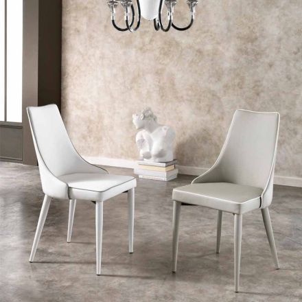 4 de septiembre sillas modernas en la imitación de cuero blanco o gris Ofelia viadurini