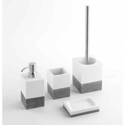 Set de accesorios de baño de diseño de resina blanca y gris - Saeda viadurini