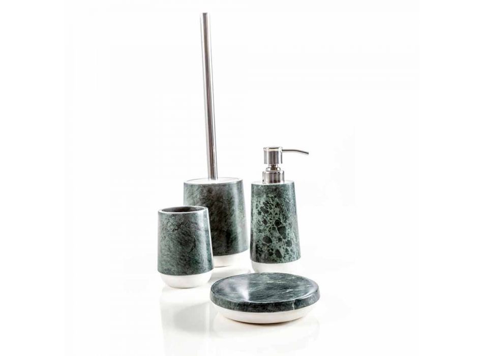 Accesorios de baño modernos en mármol verde moteado Bombei viadurini
