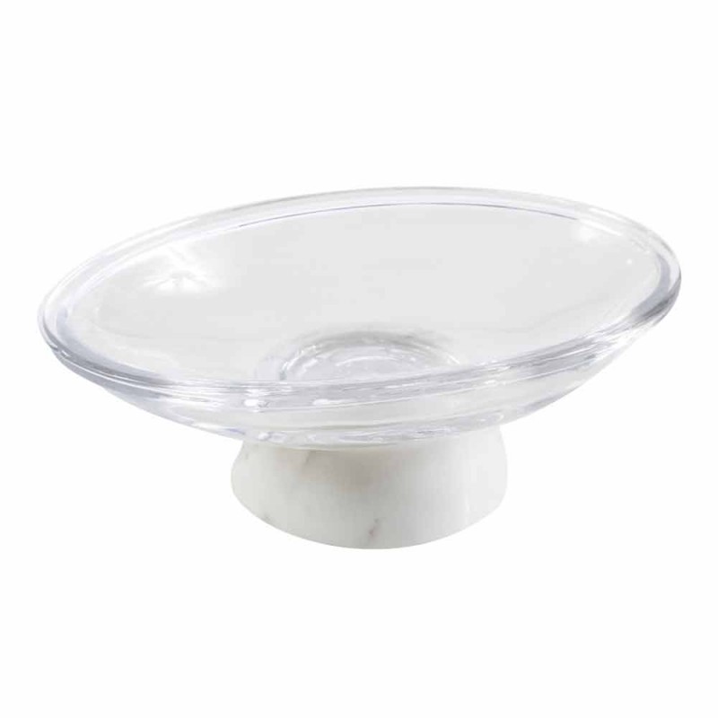 Conjunto de accesorios de baño de diseño en cristal y mármol Calacatta