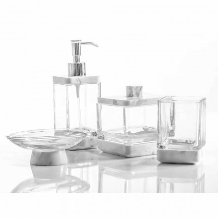 Accesorios de baño modernos en mármol calacatta y cristal carona. viadurini