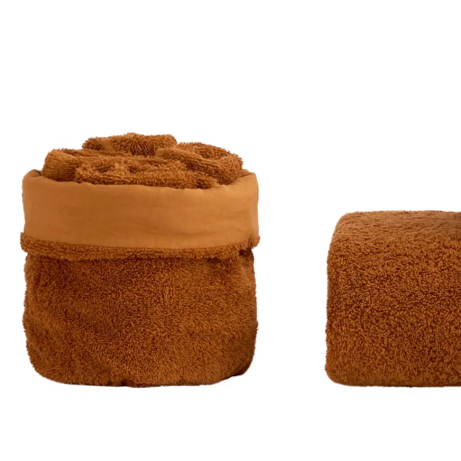 Juego de baño de 8 piezas en tejido de rizo de algodón puro, teñido en prenda, liso viadurini