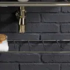 Set de baño con doble consola en cerámica blanca de estructura lineal viadurini