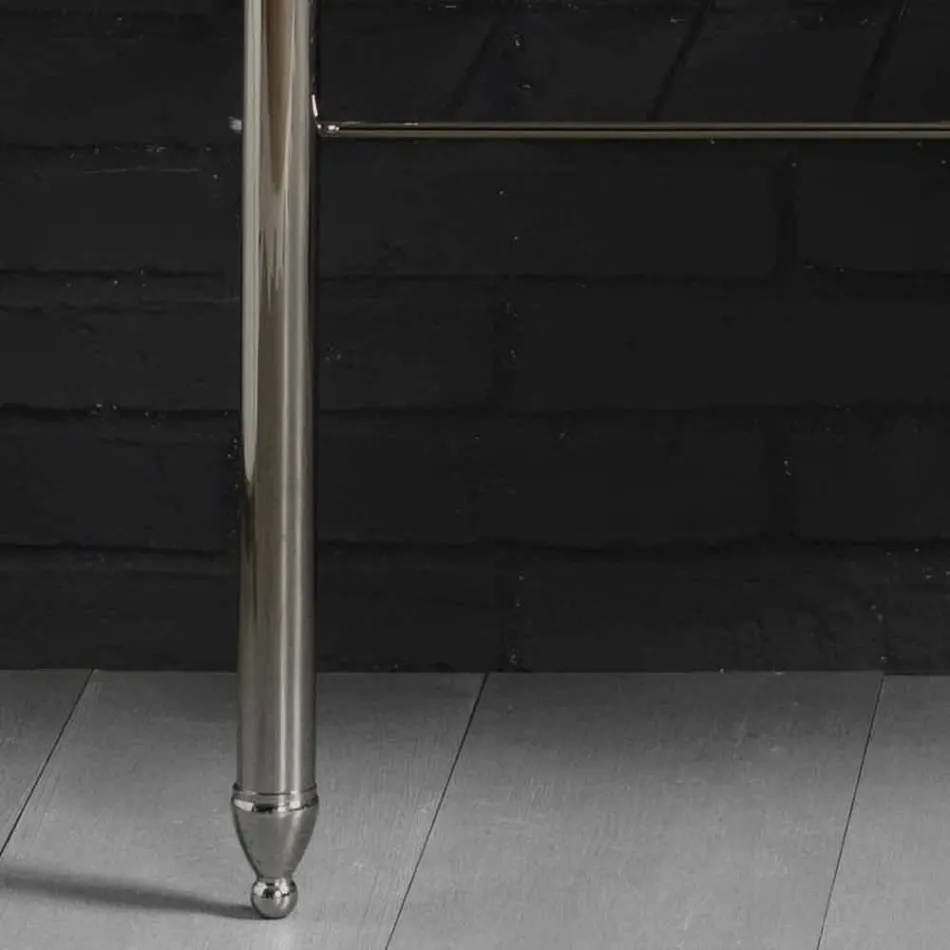 Set de baño con doble consola en cerámica blanca de estructura lineal viadurini