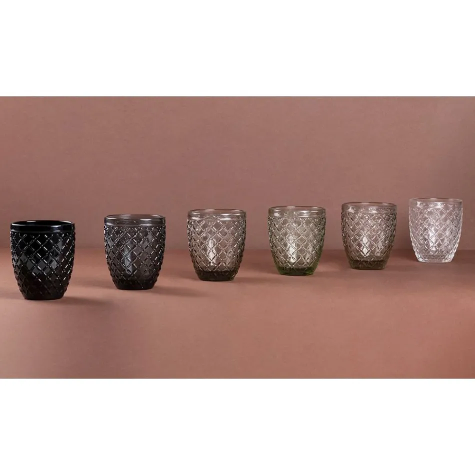 Juego de 12 vasos de 325 ml en pasta de vidrio coloreada - Castello viadurini