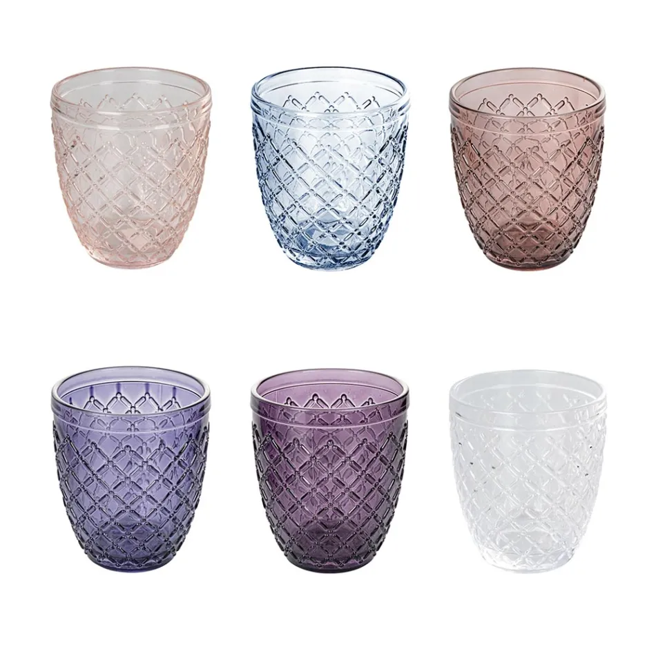 Juego de 12 vasos de 325 ml en pasta de vidrio coloreada - Castello viadurini
