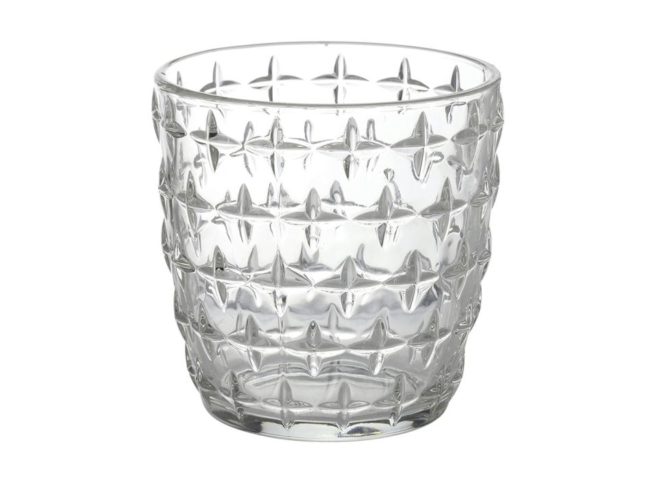 Juego de 12 vasos de agua de 325 ml con diferentes decoraciones de cristal - Tips viadurini