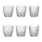 Juego de 12 vasos de agua de 325 ml con diferentes decoraciones de cristal - Tips viadurini