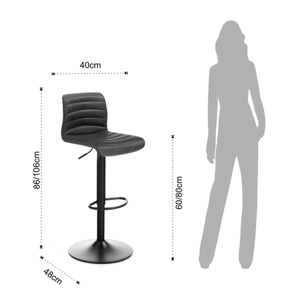 Juego de 2 taburetes de bar en piel sintética y acero - Potasio viadurini