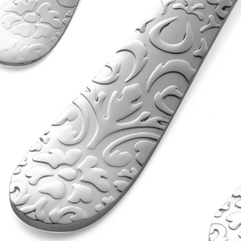 Juego de 24 cubiertos en acero pulido con grabado Made in Italy - Nara viadurini