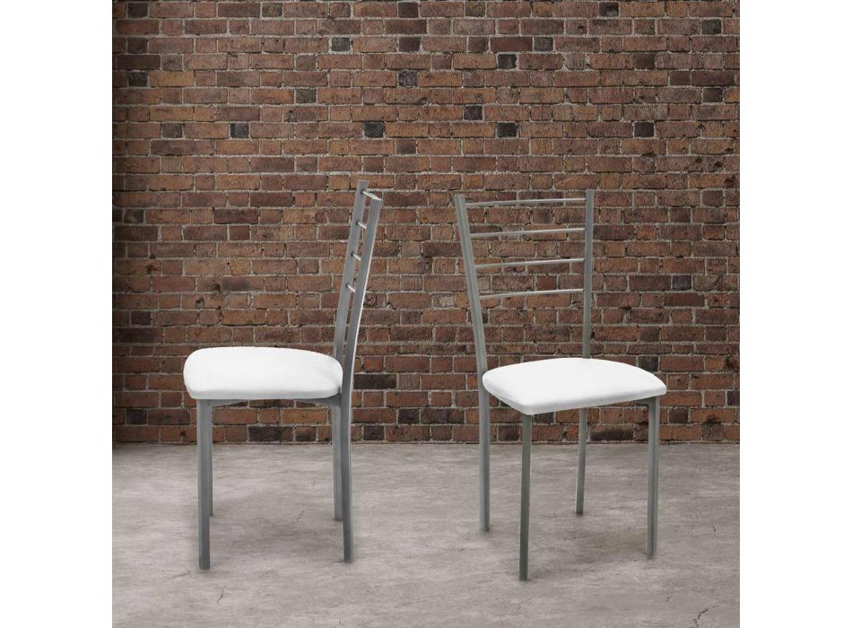 Conjunto de 4 sillas con estructura de metal pintado gris - Galletto viadurini