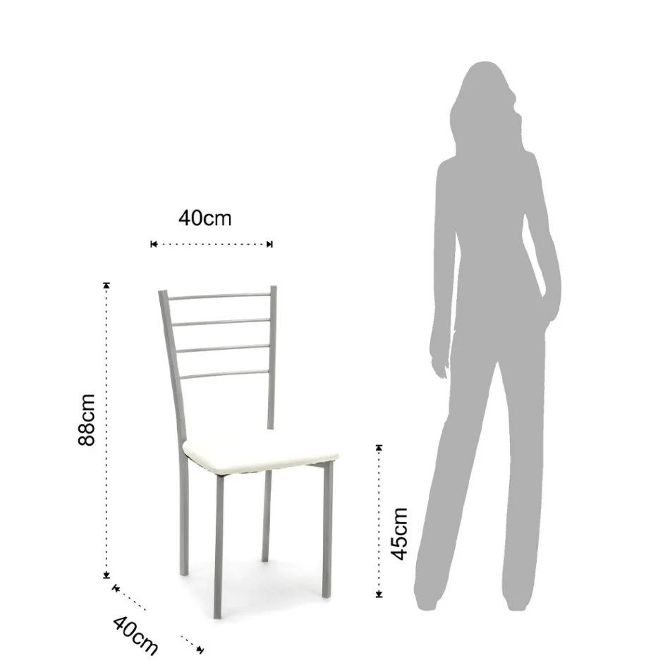 Conjunto de 4 sillas con estructura de metal pintado gris - Galletto viadurini