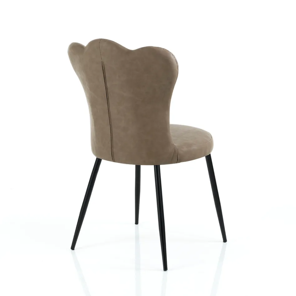 Conjunto de 4 sillas de piel sintética efecto envejecido - Ámbar viadurini