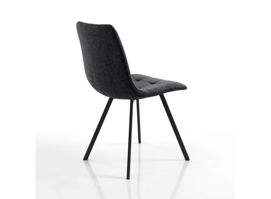 Conjunto de 4 sillas de tela antracita y acero negro - Antracita viadurini