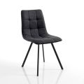 Conjunto de 4 sillas de tela antracita y acero negro - Antracita
