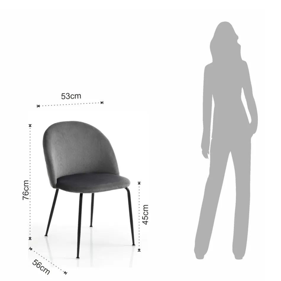 Conjunto de 4 Sillas en Tejido de Microfibra Efecto Terciopelo - Terbio viadurini