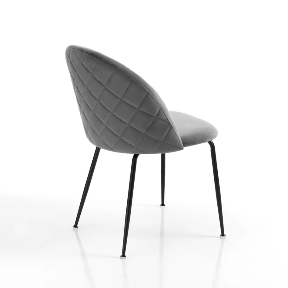 Conjunto de 4 Sillas en Tejido de Microfibra Efecto Terciopelo - Terbio viadurini