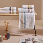 Juego de toallas faciales para invitados de algodón de rizo con doble volante Serenity viadurini