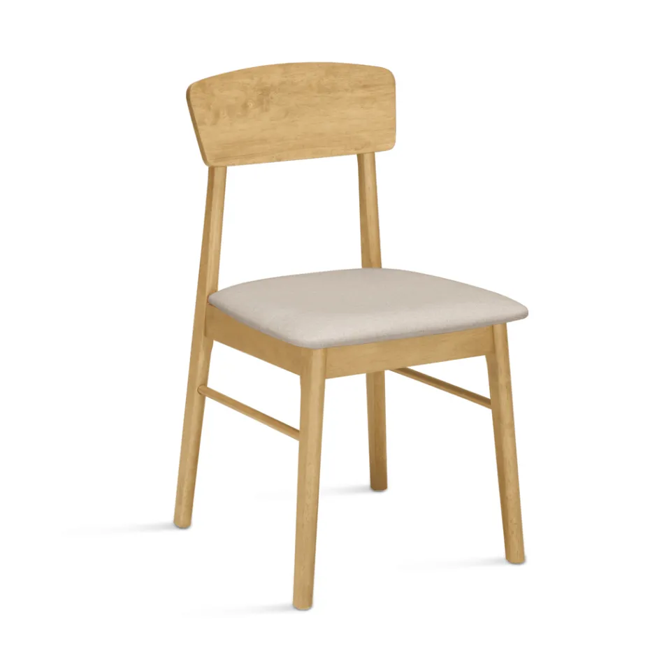 Juego de dos sillas de madera ecológicas con asiento tapizado en tela - Nadir viadurini