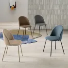 Juego de dos sillas de metal pintado y tapizadas en tela en varios colores - Rivo viadurini
