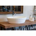 Conjunto de muebles de diseño suspendidos para baño en blockboard de teca Poggio. viadurini