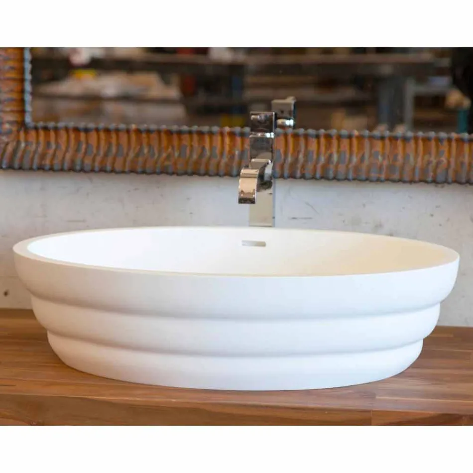 Conjunto de muebles de diseño suspendidos para baño en blockboard de teca Poggio. viadurini