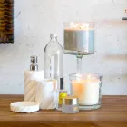 Conjunto de muebles de diseño suspendidos para baño en blockboard de teca Poggio. viadurini