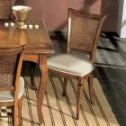 Juego de cuatro sillas Bassano de madera y tela, fabricadas en Italia - Ámbar viadurini