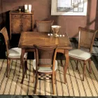 Juego de cuatro sillas Bassano de madera y tela, fabricadas en Italia - Ámbar viadurini