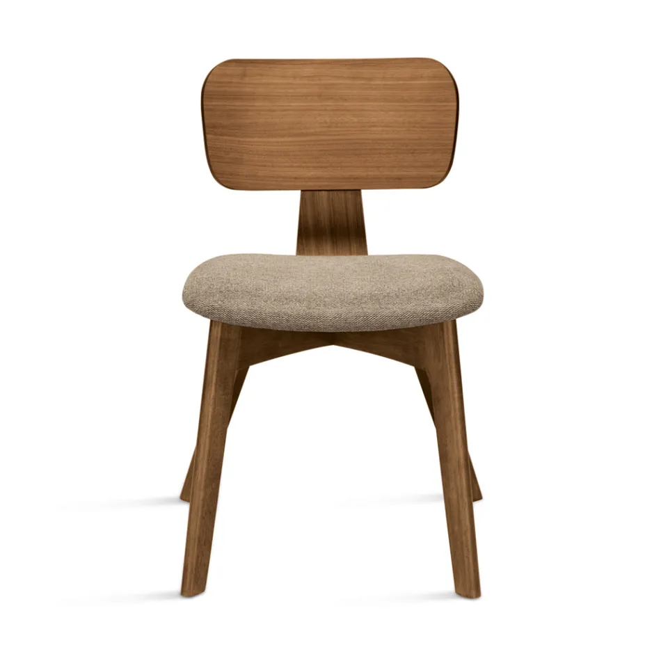 Juego de dos sillas con acabado efecto madera y asiento tapizado en tela - Antea viadurini