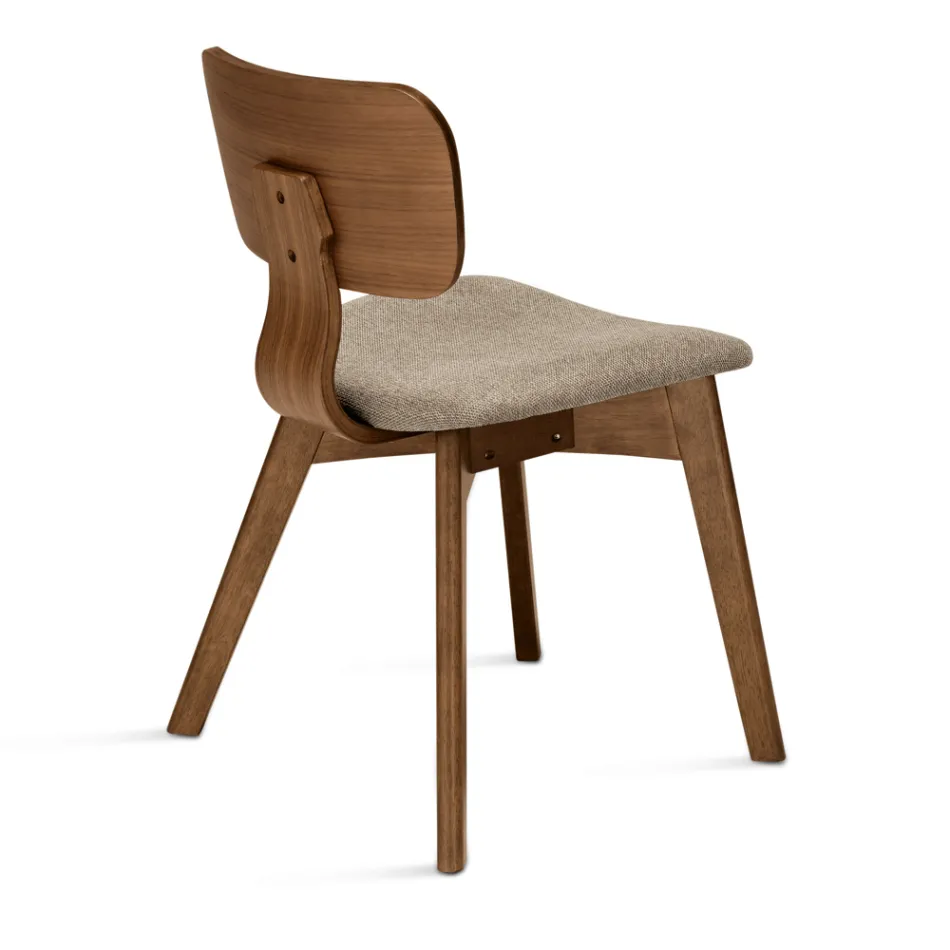 Juego de dos sillas con acabado efecto madera y asiento tapizado en tela - Antea viadurini