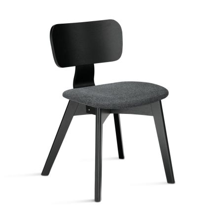 Juego de dos sillas con acabado efecto madera y asiento tapizado en tela - Antea viadurini