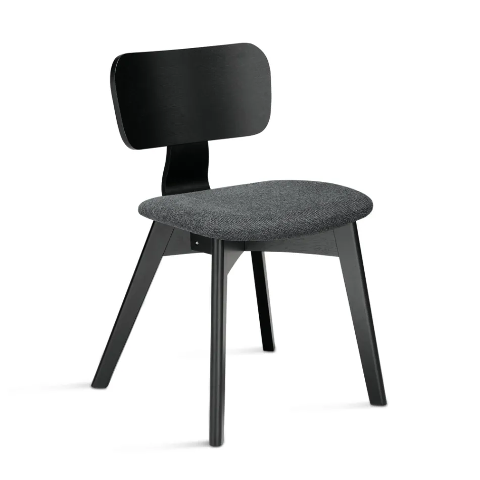 Juego de dos sillas con acabado efecto madera y asiento tapizado en tela - Antea viadurini