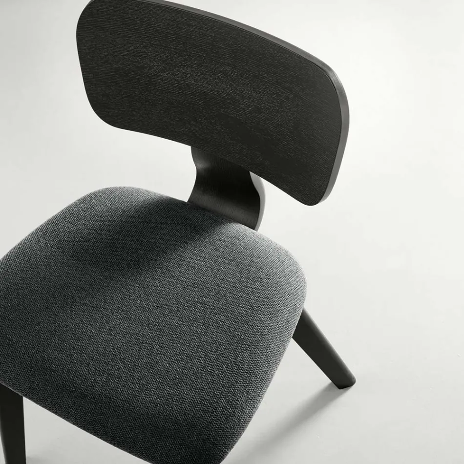 Juego de dos sillas con acabado efecto madera y asiento tapizado en tela - Antea viadurini