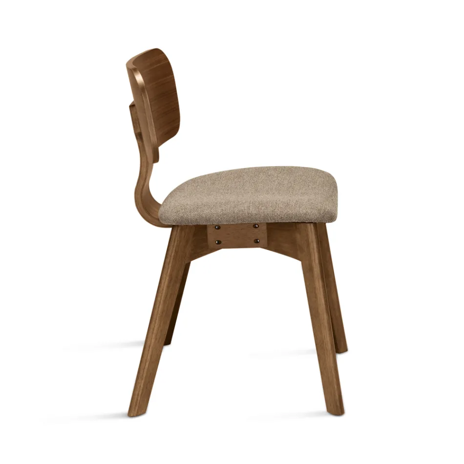 Juego de dos sillas con acabado efecto madera y asiento tapizado en tela - Antea viadurini