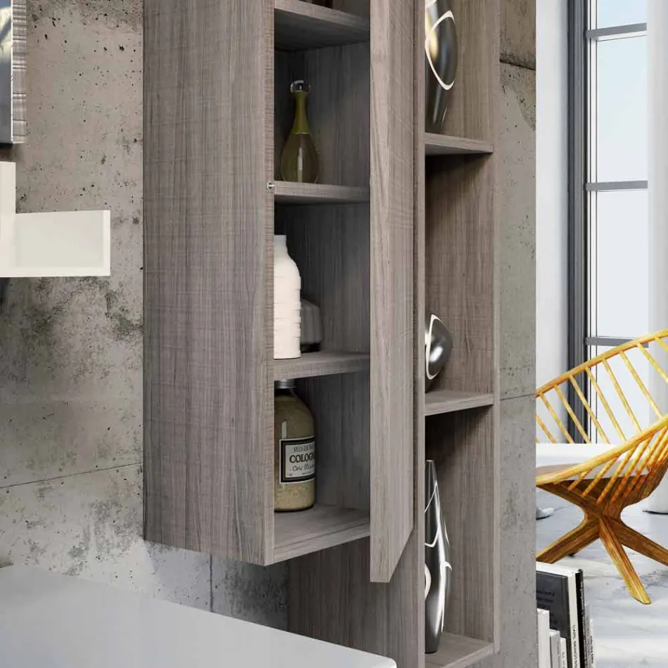 Conjunto de madera y suspensión de muebles de baño moderno Fenix made Italy Bari viadurini